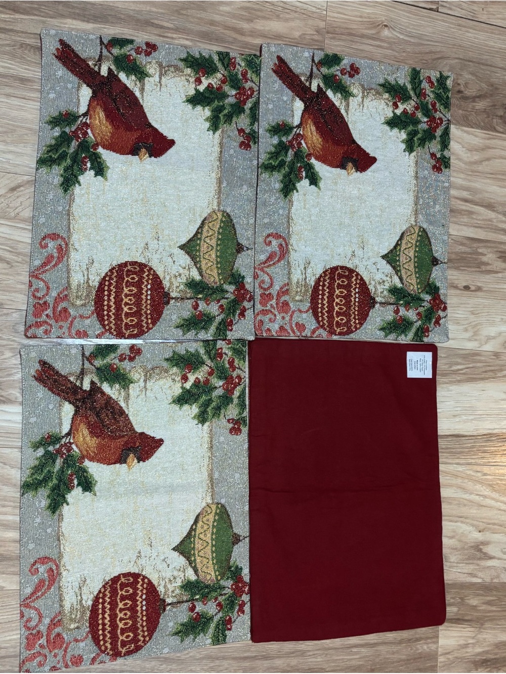 Holiday Time Red Cardinal & Ornaments Holiday Table Accent - Red, Green, Gold - Picture 2 of 3
